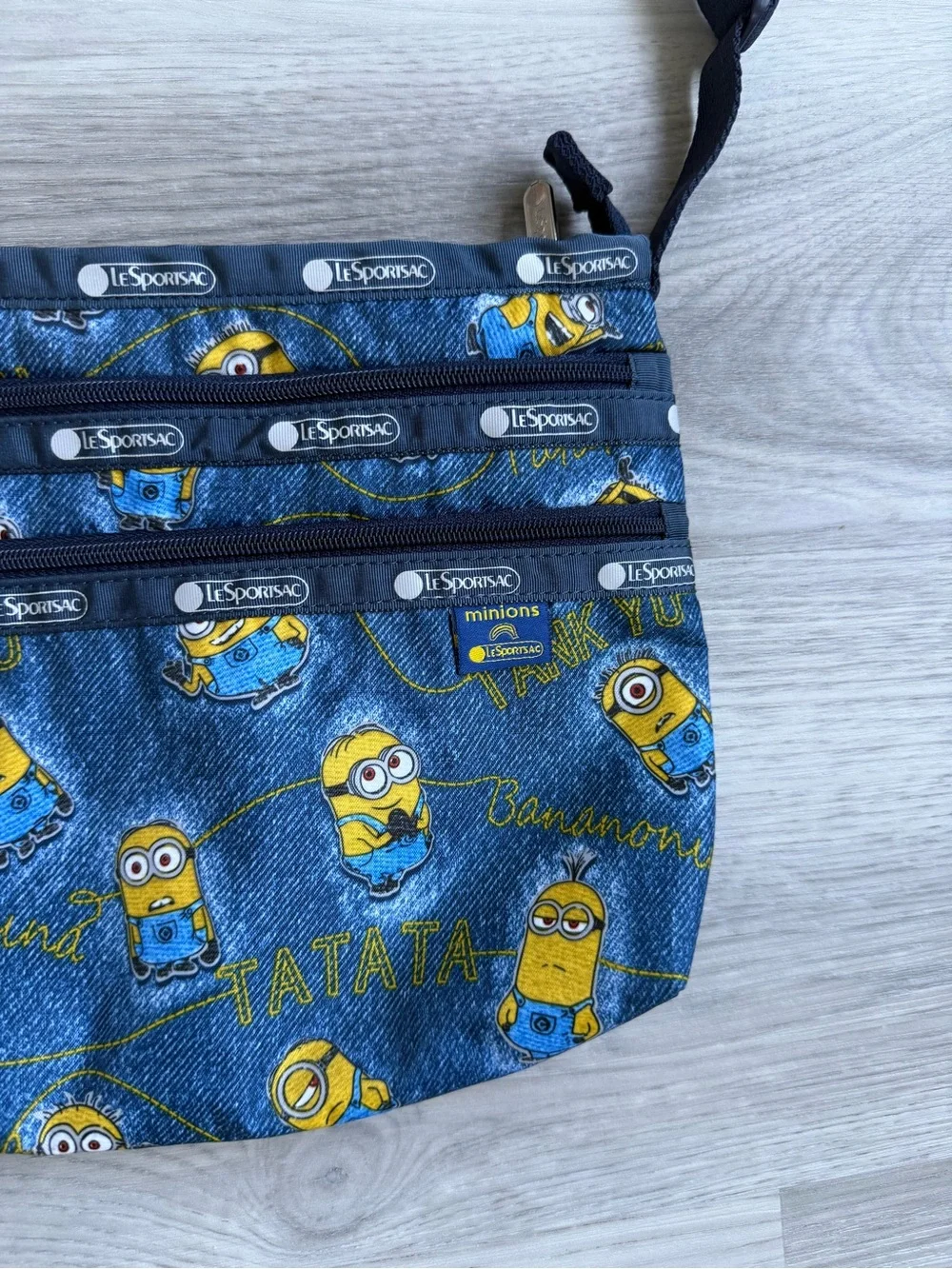 Lesportsac Blue & Yellow Minions Denim-Print Crossbody